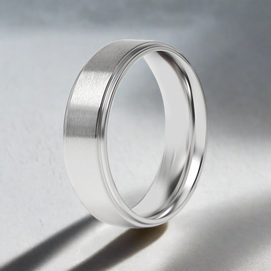 Textured Silver Stainless Steel Ring for Men