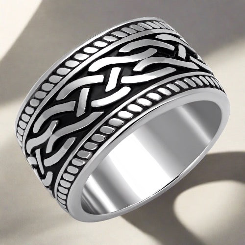 Greek-Style Stainless Steel Ring