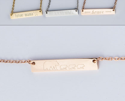 Mama Bear Necklace - Engravable Bar Necklace
