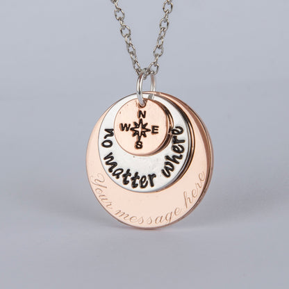 Best Friend Gift - Long Distance Compass Necklace