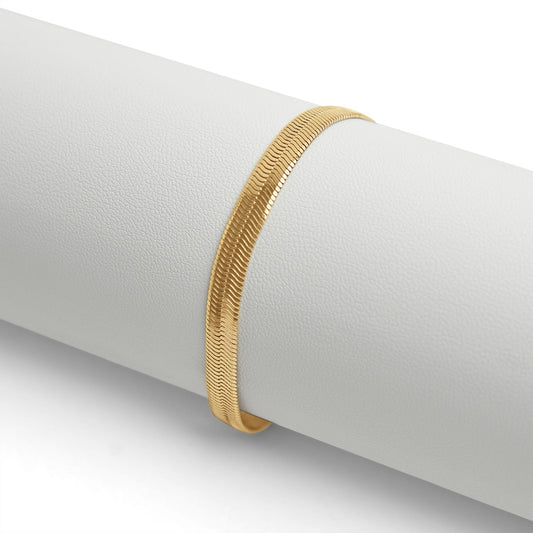 Sleek Gold-Plated Herringbone Bracelet