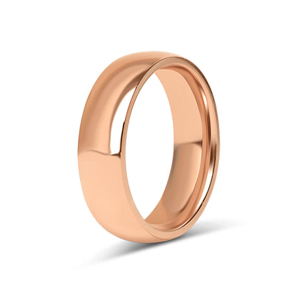 Simple Rose Gold Rounded Stainless Steel Ring