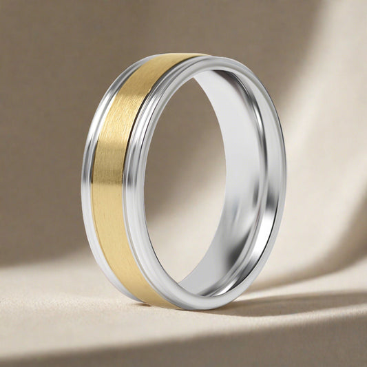 Gold Center Polished Hypoallergenic Stainless Steel Ring