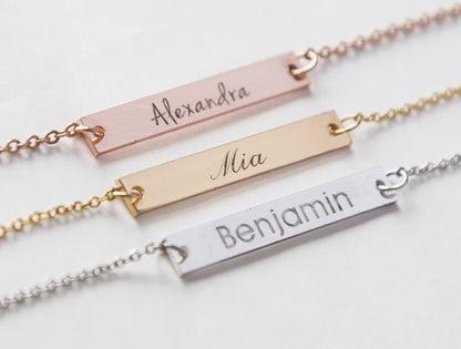 Personalized Name Bar Necklace