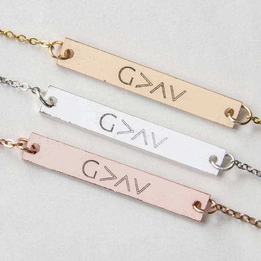 "God is Greater than the Highs and Lows" Bar Necklace