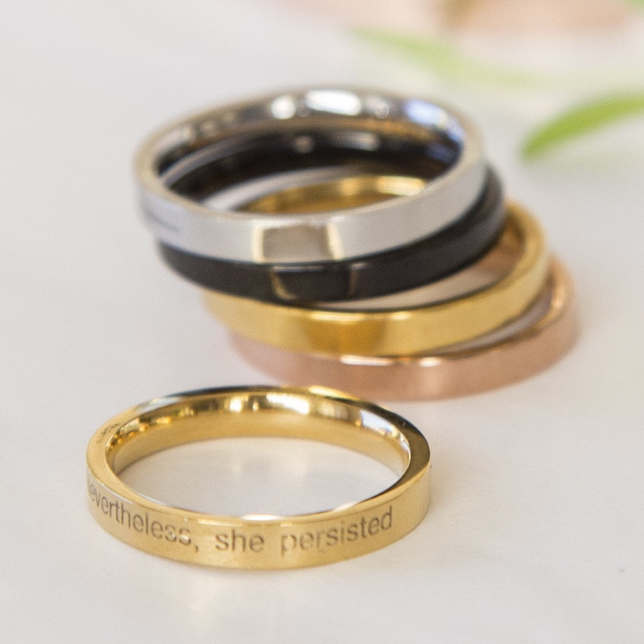 "Nevertheless, She Persisted" Engraved Ring