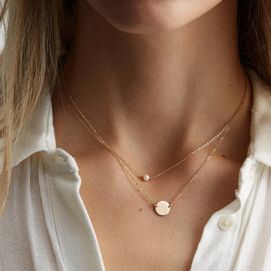 Gold Layered Pearl Choker Necklace