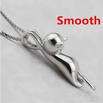 Silver Cat Pendant Necklace Jewelry