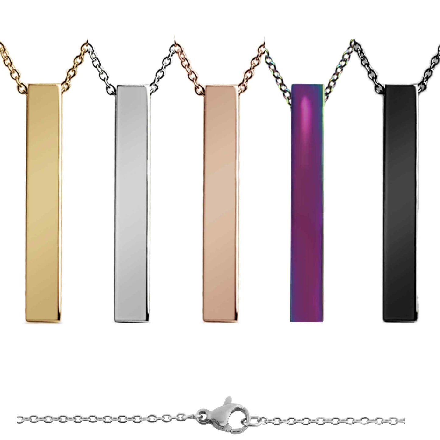 Blank Unisex Stainless Steel Bar Necklace
