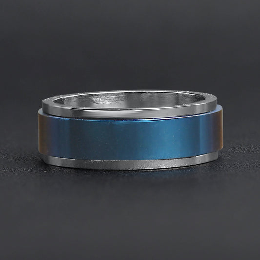 Blue and Silver Spinner Fidget Ring