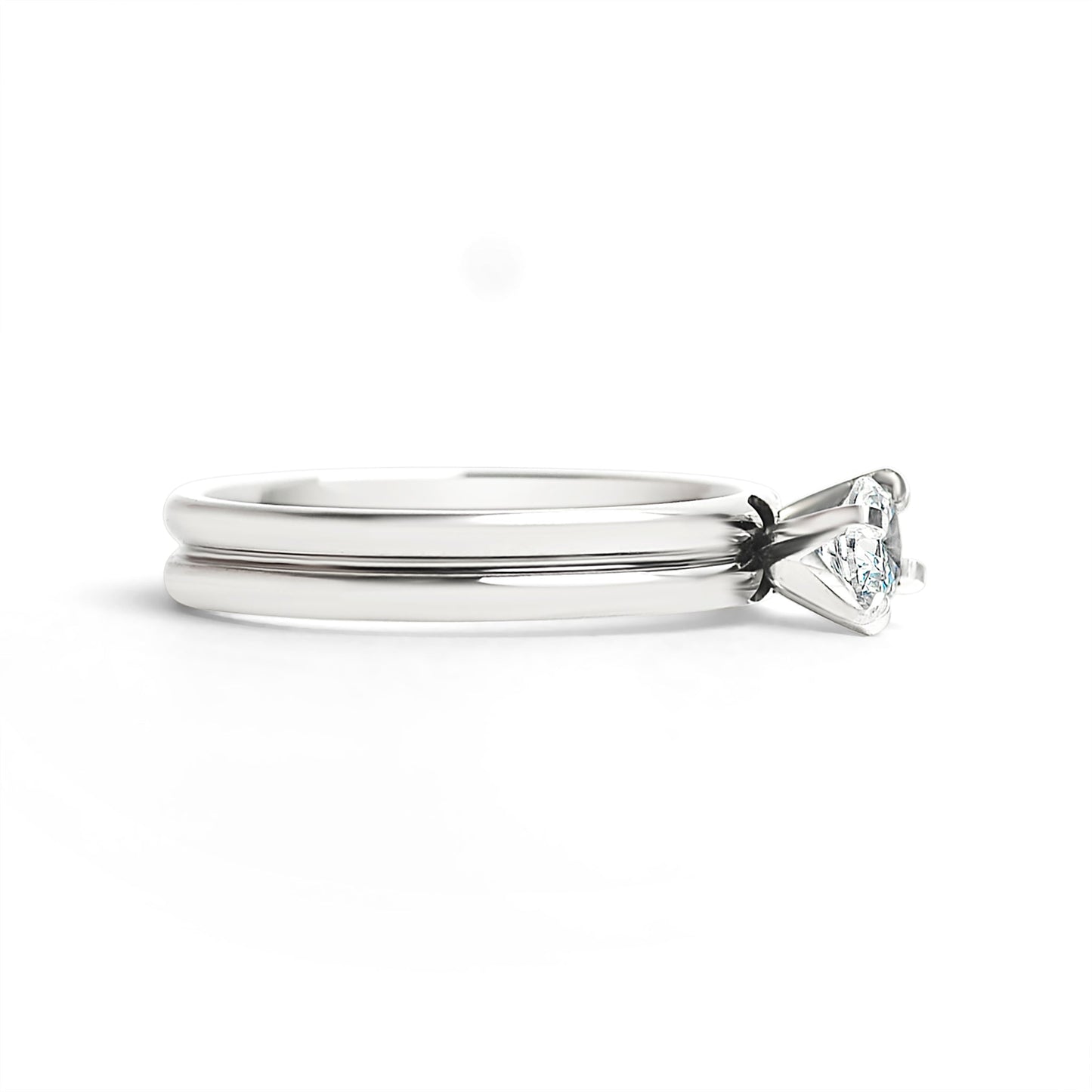 Polished Stainless Steel Double CZ Ring