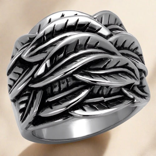 Leaf Bundle Stainless Steel Ring