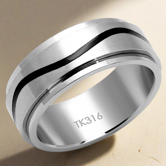 Minimalist Stainless Steel Wave Ring